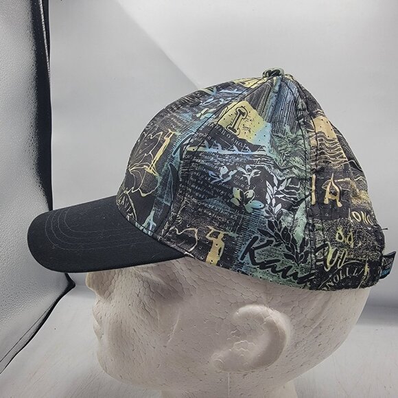 Island Crew Hawaii Adults Snapback Cap With Hawaiian Print Black Visor - Picture 2 of 10